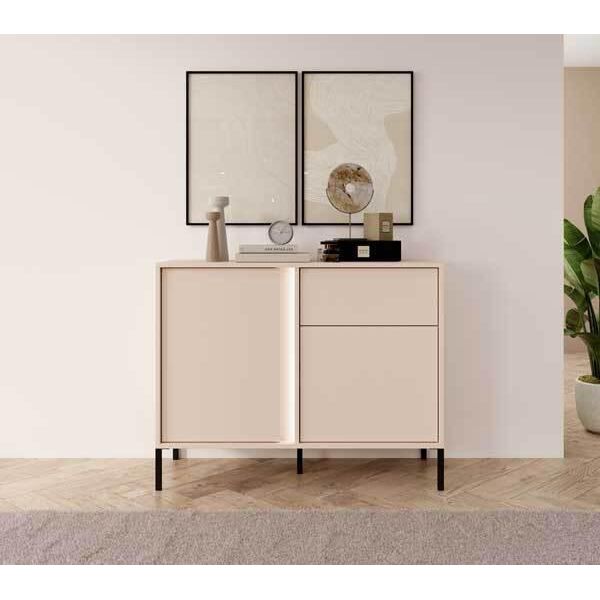 Credenza Dast 103X39,5X81Cm Beige A 2 Ante Con Illuminazione Led-image