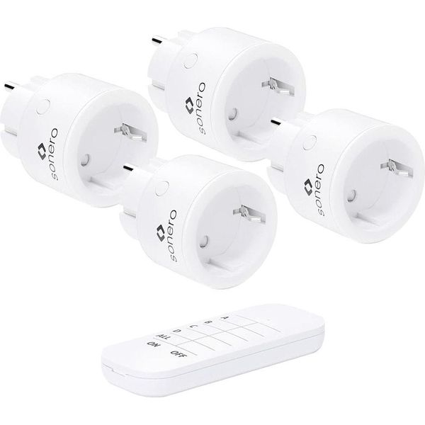 Set Di Prese Radiocomandate Sonero S-RCS104, 1 Trasmettitore, 4 Ricevitori, Bianco-image