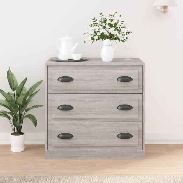 The Living Store Credenza Grigio Sonoma 70X35,5X67,5 Cm Materiale Legno-image