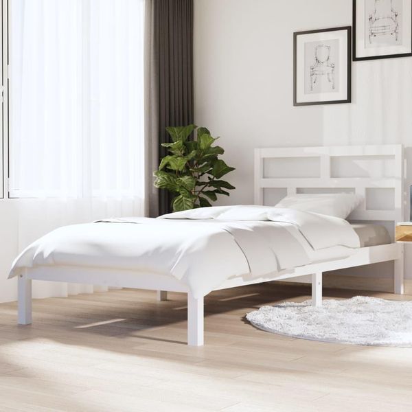 The Living Store Letto In Legno Massiccio Di Pino Bianco 90X200 Cm-image