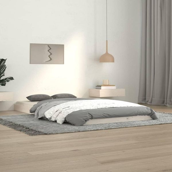 The Living Store Letto In Legno Massiccio Bianco 100X200 Cm Pino-image