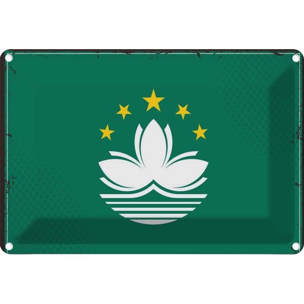 Vianmo Insegna Di Latta 20X30 Cm Bandiera Macaus Flag Of Macau-image