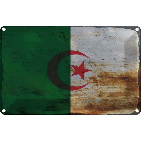 Vianmo Insegna Di Latta 20X30 Cm Bandiera Algerien Flag Algeria Rost-image