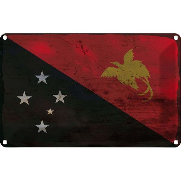 Vianmo Insegna Di Latta 12X18 Cm Bandiera Papua?Neuguinea New Guinea Rost-image