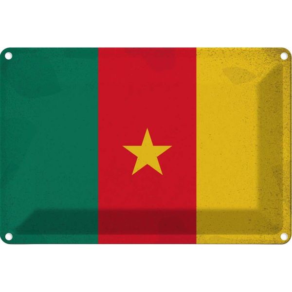 Vianmo Insegna Di Latta 20X30 Cm Bandiera Kamerun Flag Of Cameroon Vintage-image
