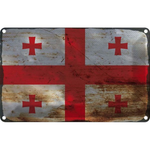Vianmo Insegna Di Latta 20X30 Cm Bandiera Georgien Flag Of Georgia Rost-image