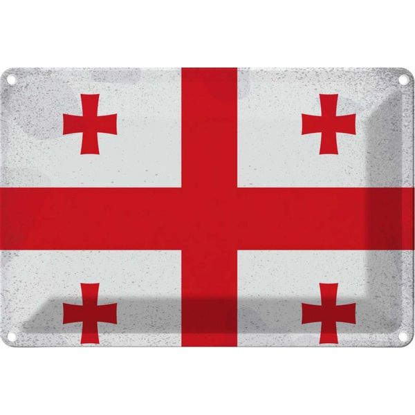 Vianmo Insegna Di Latta 20X30 Cm Bandiera Georgien Flag Of Georgia Vintage-image