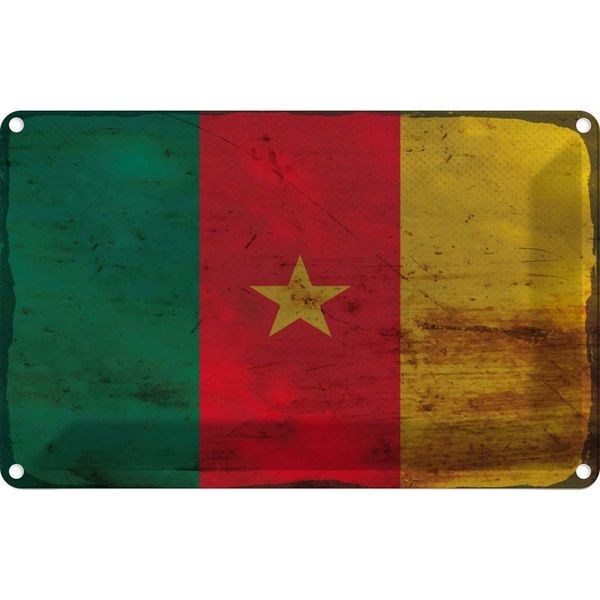 Vianmo Insegna Di Latta 20X30 Cm Bandiera Kamerun Flag Of Cameroon Rost-image
