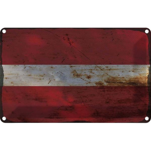 Vianmo Insegna Di Latta 12X18 Cm Bandiera Lettland Flag Of Latvia Rost-image