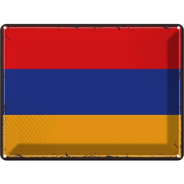 Vianmo Insegna Di Latta 30X40 Cm Bandiera Armenien Retro Flag Of Armenia-image
