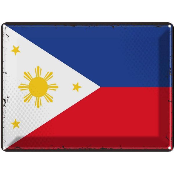 Vianmo Insegna Di Latta 30X40 Cm Bandiera Philippinen Retro Philippines-image