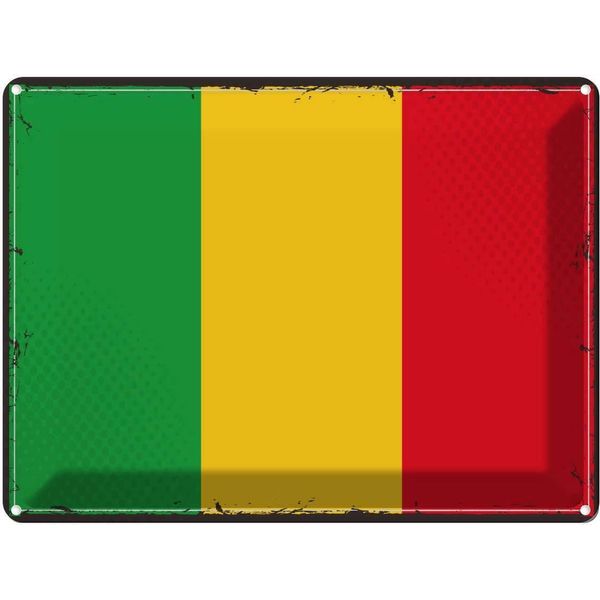 Vianmo Insegna Di Latta 30X40 Cm Bandiera Malis Retro Flag Of Mali-image