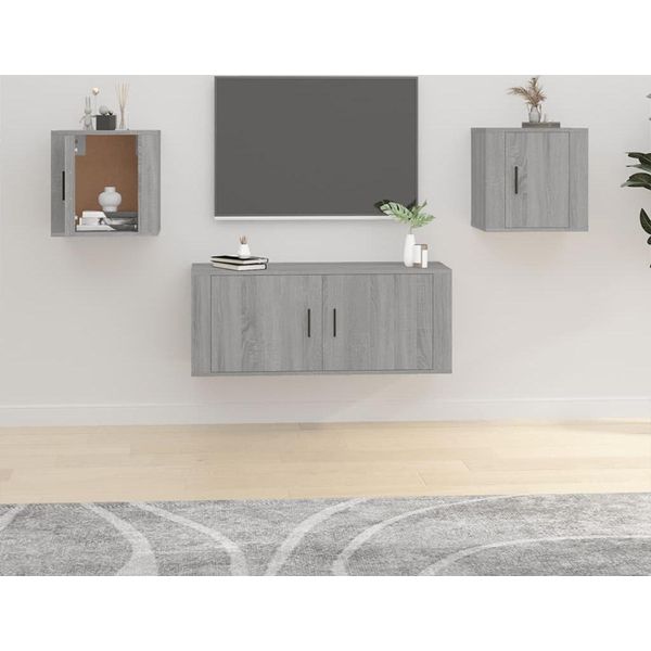 The Living Store Pensili Tv 2 Pz. Grigio Sonoma 40X34,5X40 Cm-image