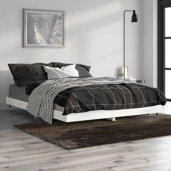 The Living Store Giroletto Bianco Lucido 140X190 Cm In Materiale Ligneo-image