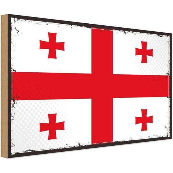 Vianmo Insegna In Legno 20X30 Cm Bandiera Georgiens Flag Of Georgia-image
