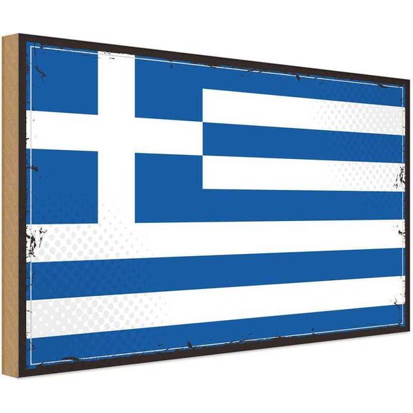 Vianmo Insegna In Legno 12X18 Cm Bandiera Griechenlands Flag Greece-image