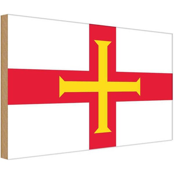 Vianmo Insegna In Legno 12X18 Cm Bandiera Guernseys Flag Of Guernsey-image