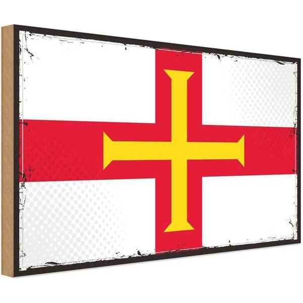 Vianmo Insegna In Legno 12X18 Cm Bandiera Guernseys Flag Of Guernsey-image