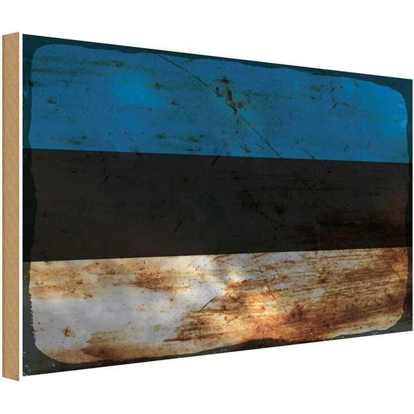 Vianmo Insegna In Legno 12X18 Cm Bandiera Estland Flag Of Estonia Rost-image