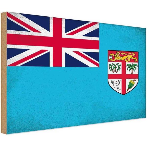 Vianmo Insegna In Legno 20X30 Cm Bandiera Fidschi Flag Of Fiji Vintage-image