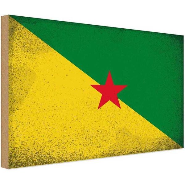 Vianmo Insegna In Legno 20X30 Cm Bandiera FranzöSisch?Guayana Flag Vintage-image