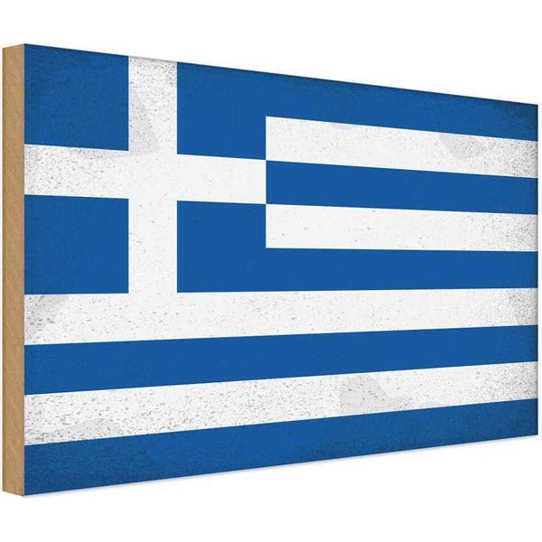 Vianmo Insegna In Legno 12X18 Cm Bandiera Griechenland Flag Greecevintage-image