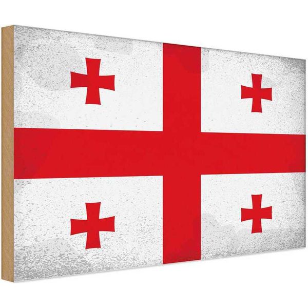 Vianmo Insegna In Legno 12X18 Cm Bandiera Georgien Flag Of Georgia Vintage-image