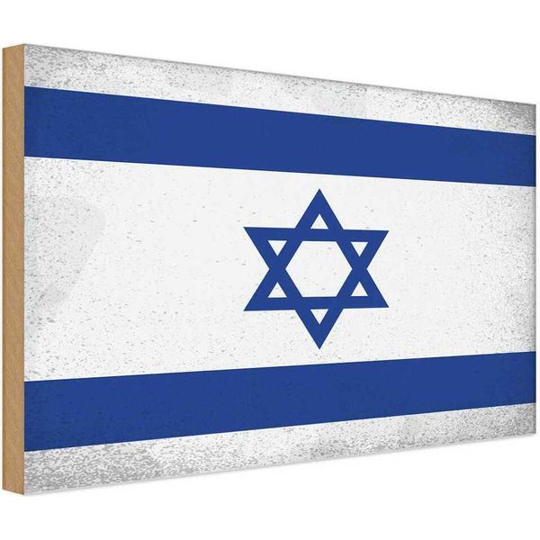 Vianmo Insegna In Legno 12X18 Cm Bandiera Israel Flag Of Israel Vintage-image