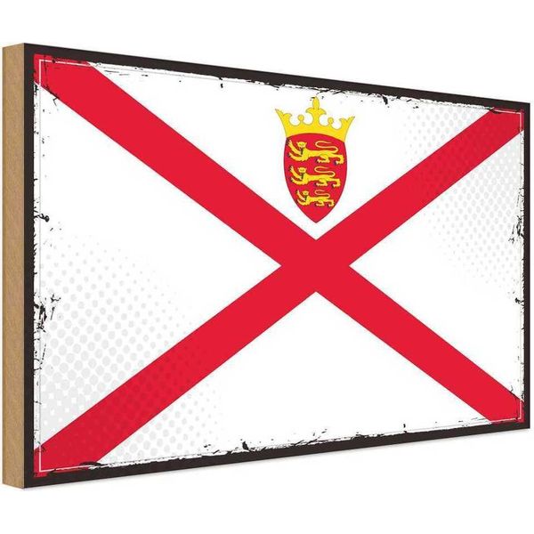 Vianmo Insegna In Legno 12X18 Cm Bandiera Jerseys Flag Of Jersey-image