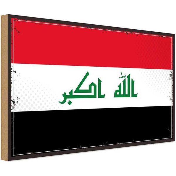 Vianmo Insegna In Legno 20X30 Cm Bandiera Irak Flag Of Iraq-image