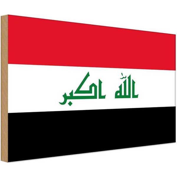 Vianmo Insegna In Legno 12X18 Cm Bandiera Irak Flag Of Iraq-image