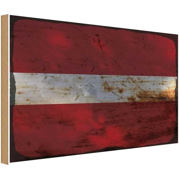Vianmo Insegna In Legno 20X30 Cm Bandiera Lettland Flag Of Latvia Rost-image