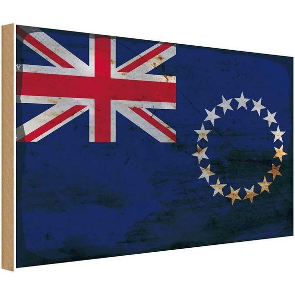 Vianmo Insegna In Legno 20X30 Cm Bandiera Cookinseln Cook Islands Rost-image