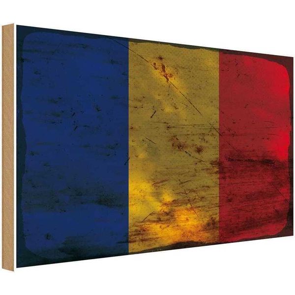Vianmo Insegna In Legno 12X18 Cm Bandiera RumäNien Flag Of Romania Rost-image