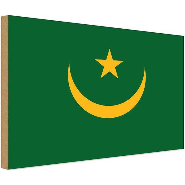 Vianmo Insegna In Legno 12X18 Cm Bandiera Mauretaniens Flag Of Mauritania-image