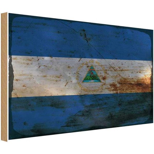 Vianmo Insegna In Legno 20X30 Cm Bandiera Nicaragua Flag Nicaragua Rost-image