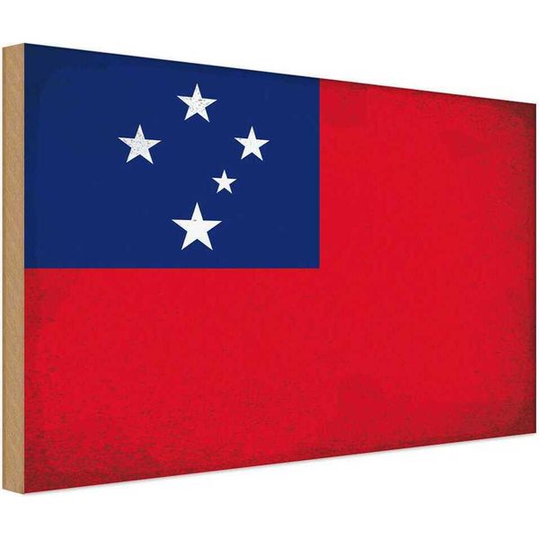 Vianmo Insegna In Legno 12X18 Cm Bandiera Samoa Flag Of Samoa Vintage-image
