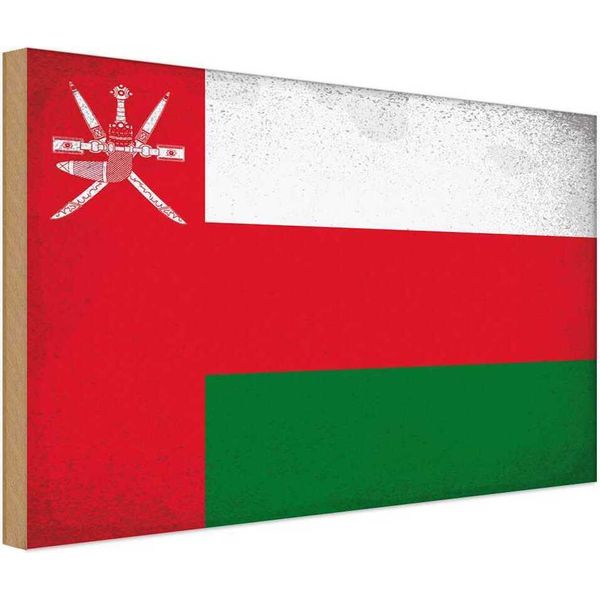 Vianmo Insegna In Legno 12X18 Cm Bandiera Oman Flag Of Oman Vintage-image