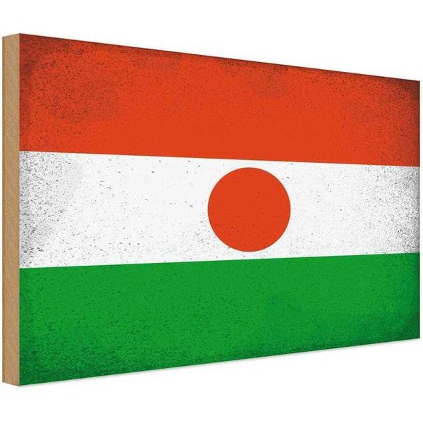 Vianmo Insegna In Legno 20X30 Cm Bandiera Niger Flag Of Niger Vintage-image
