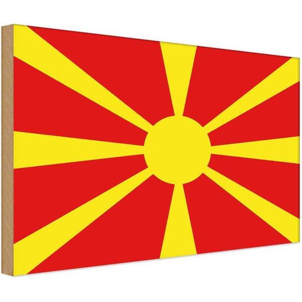 Vianmo Insegna In Legno 12X18 Cm Bandiera Mazedoniens Flag Of Macedonia-image