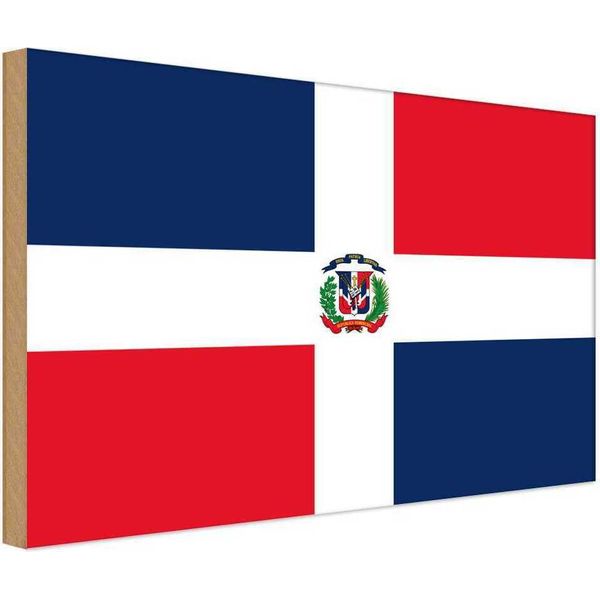Vianmo Insegna In Legno 20X30 Cm Bandiera Dominikanische Republik Flag-image