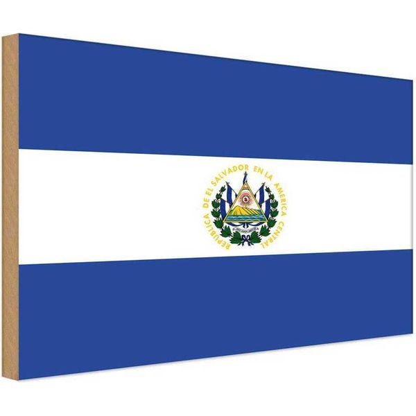 Vianmo Insegna In Legno 12X18 Cm Bandiera El Salvadors Flag Of El Salvador-image