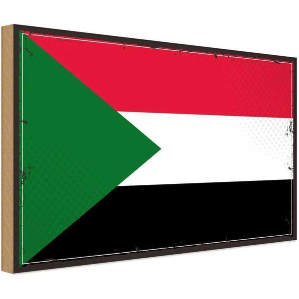 Vianmo Insegna In Legno 12X18 Cm Bandiera Sudan Flag Of Sudan-image
