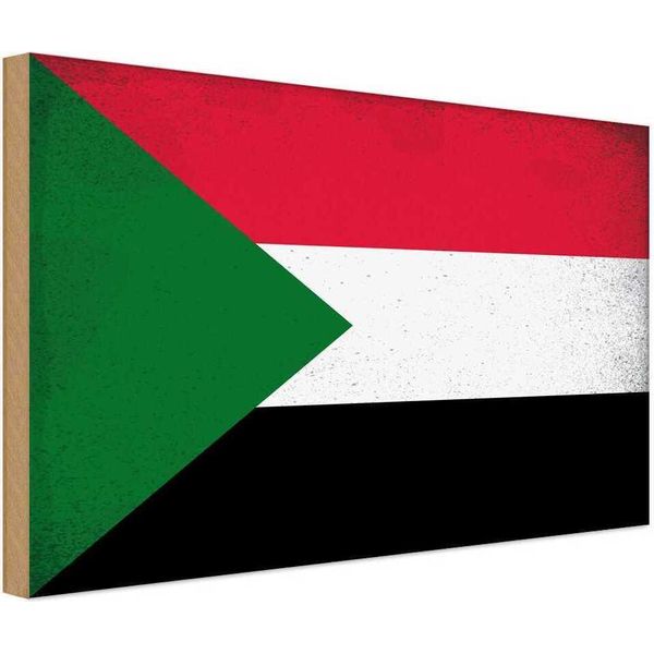Vianmo Insegna In Legno 20X30 Cm Bandiera Sudan Flag Of Sudan Vintage-image