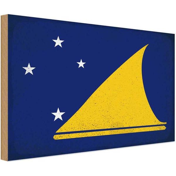 Vianmo Insegna In Legno 20X30 Cm Bandiera Tokelau Flag Of Tokelau Vintage-image