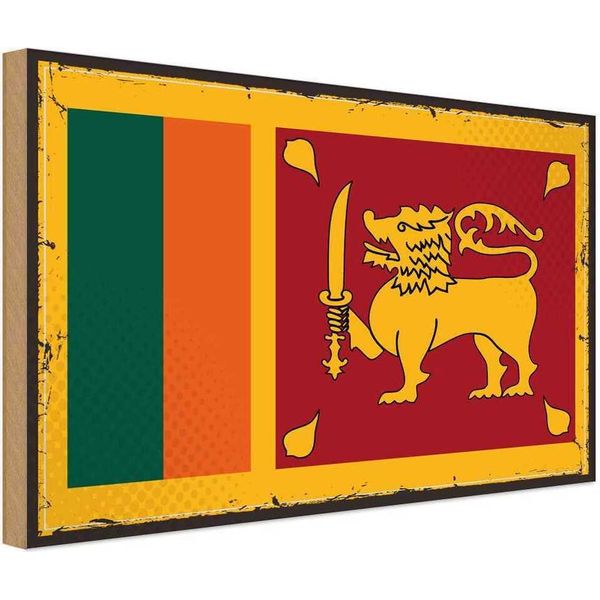 Vianmo Insegna In Legno 20X30 Cm Bandiera Sri Lankas Flag Sri Lanka-image