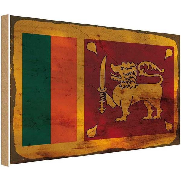 Vianmo Insegna In Legno 20X30 Cm Bandiera Sri Lanka Flag Sri Lanka Rost-image
