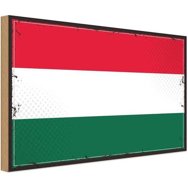 Vianmo Insegna In Legno 12X18 Cm Bandiera Ungarns Flag Of Hungary-image