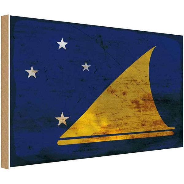 Vianmo Insegna In Legno 20X30 Cm Bandiera Tokelau Flag Of Tokelau Rost-image