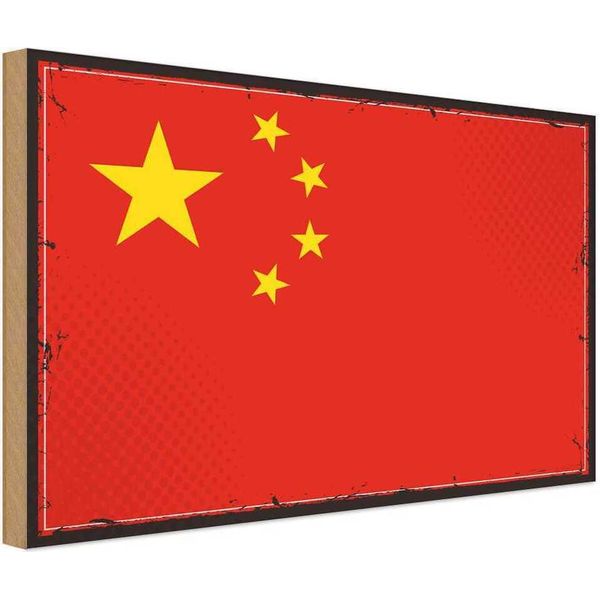 Vianmo Insegna In Legno 12X18 Cm Bandiera China Flag Of China-image